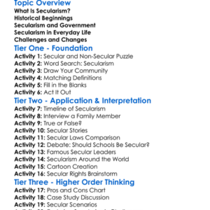 The Growth Of Secularism Worksheet Activity Booklet