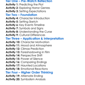 The Grudge 2004 Worksheet Activity Booklet