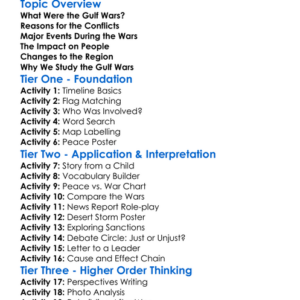The Gulf Wars Worksheet Activity Booklet