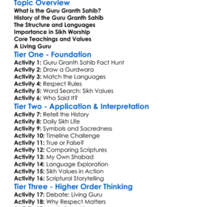 The Guru Granth Sahib Worksheet Activity Booklet