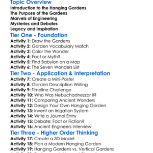 The Hanging Gardens Of Babylon Worksheet Activity Booklet
