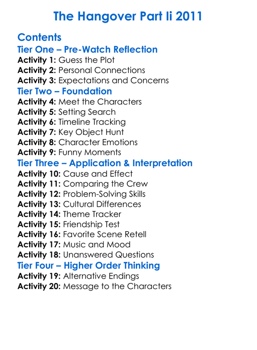 The Hangover Part Ii 2011 Worksheet Activity Booklet