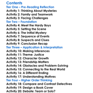 The Hardy Boys The Secret Of The Old Clock Franklin W Dixon Worksheet Activity Booklet