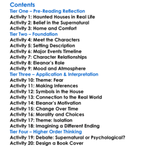 The Haunting Of Hill House Shirley Jackson Worksheet Activity Booklet