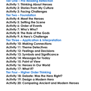 The Heroes Charles Kingsley Worksheet Activity Booklet