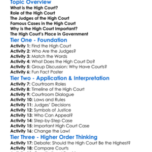 The High Court Worksheet Activity Booklet