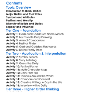 The Hindu Pantheon Of Gods And Goddesses Worksheet Activity Booklet