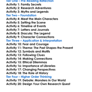 The Historian Elizabeth Kostova Worksheet Activity Booklet