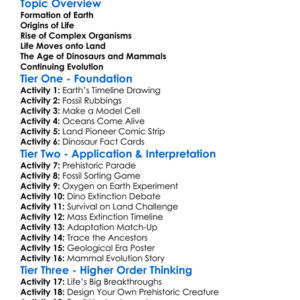 The History Of Life On Earth Worksheet Activity Booklet