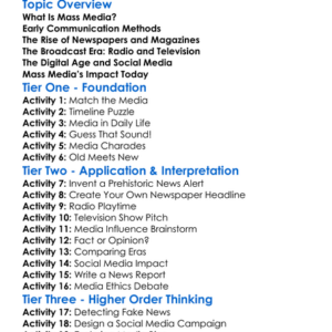 The History Of Mass Media Worksheet Activity Booklet