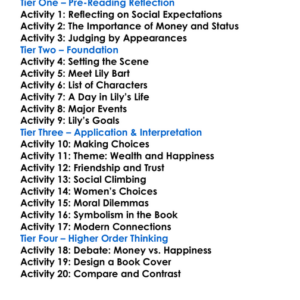 The House Of Mirth Edith Wharton Worksheet Activity Booklet