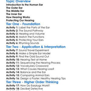 The Human Ear And Hearing Worksheet Activity Booklet
