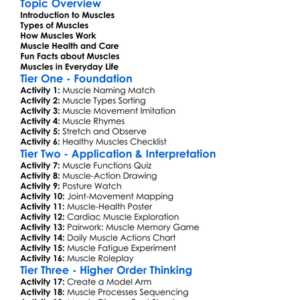 The Human Muscular System Worksheet Activity Booklet