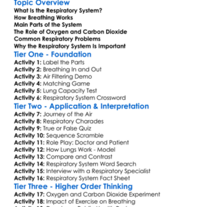 The Human Respiratory System Worksheet Activity Booklet