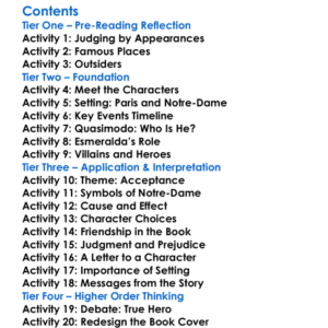 The Hunchback Of Notre-Dame Victor Hugo Worksheet Activity Booklet