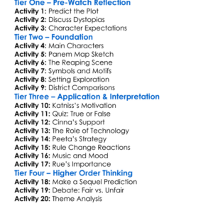 The Hunger Games 2012 Worksheet Activity Booklet