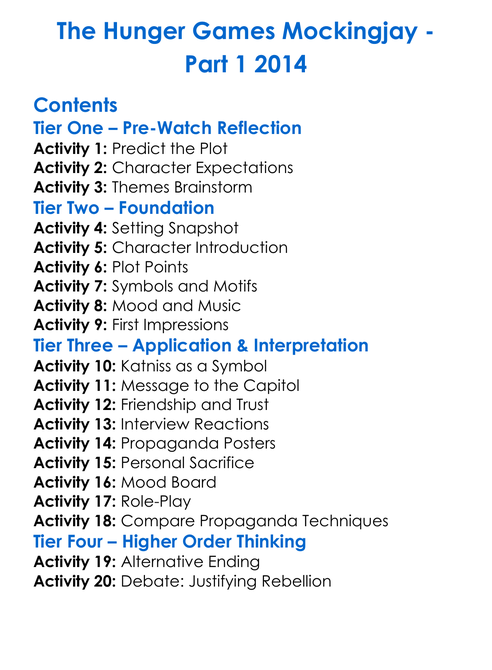 The Hunger Games Mockingjay Worksheet Activity Booklet