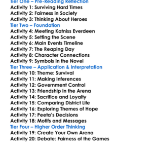 The Hunger Games Suzanne Collins Worksheet Activity Booklet