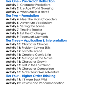 The Ice Age Adventures Of Buck Wild Worksheet Activity Booklet