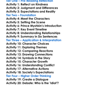 The Idiot Fyodor Dostoevsky Worksheet Activity Booklet