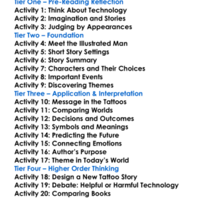 The Illustrated Man Ray Bradbury Worksheet Activity Booklet