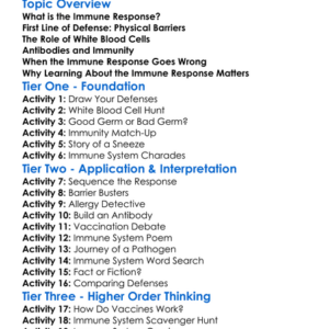 The Immune Response Worksheet Activity Booklet