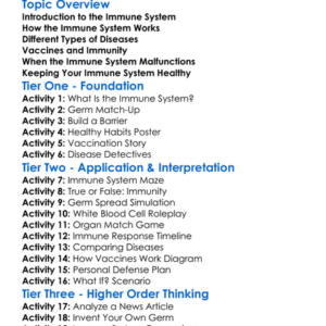 The Immune System And Diseases Worksheet Activity Booklet