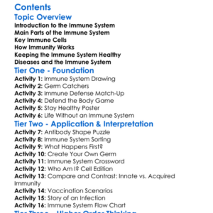 The Immune System And Its Components Worksheet Activity Booklet