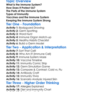 The Immune System Worksheet Activity Booklet