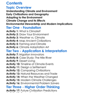 The Impact Of Climate And Environment On Civilizations Worksheet Activity Booklet