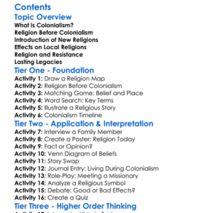 The Impact Of Colonialism On Religion Worksheet Activity Booklet