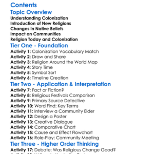 The Impact Of Colonization On Religion Worksheet Activity Booklet