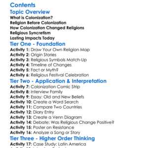 The Impact Of Colonization On Religions Worksheet Activity Booklet