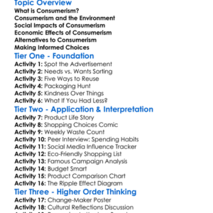 The Impact Of Consumerism Worksheet Activity Booklet
