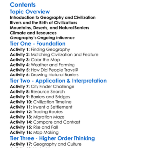 The Impact Of Geography On Civilizations Worksheet Activity Booklet