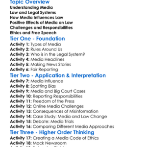 The Impact Of Media On Law Worksheet Activity Booklet