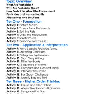 The Impact Of Pesticides Worksheet Activity Booklet