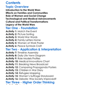 The Impact Of The World Wars On Society Worksheet Activity Booklet