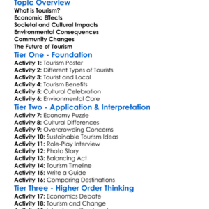 The Impact Of Tourism On Societies Worksheet Activity Booklet