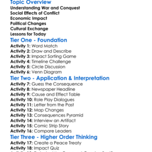 The Impact Of War And Conquest Worksheet Activity Booklet