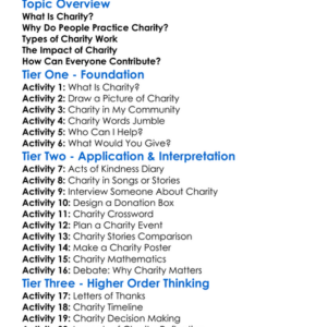 The Importance Of Charity Worksheet Activity Booklet