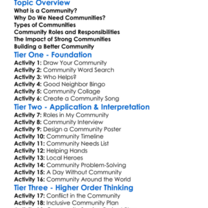 The Importance Of Community Worksheet Activity Booklet
