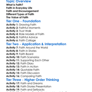 The Importance Of Faith Worksheet Activity Booklet