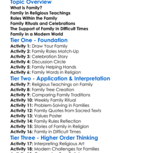 The Importance Of Family In Religion Worksheet Activity Booklet