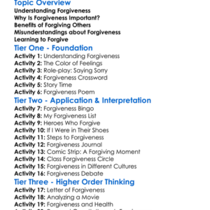 The Importance Of Forgiveness Worksheet Activity Booklet