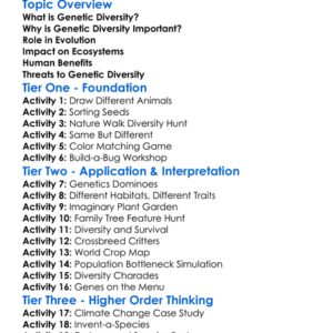 The Importance Of Genetic Diversity Worksheet Activity Booklet