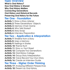 The Importance Of Oral History Worksheet Activity Booklet