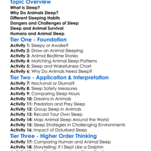 The Importance Of Sleep In Animals Worksheet Activity Booklet