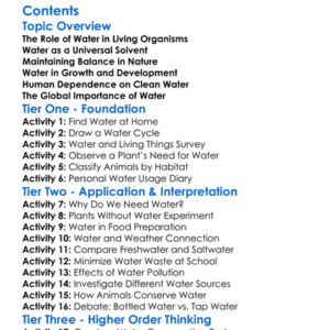 The Importance Of Water To Living Things Worksheet Activity Booklet