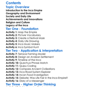The Inca Empire And Andean Civilization Worksheet Activity Booklet